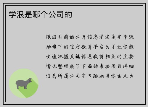 学浪是哪个公司的